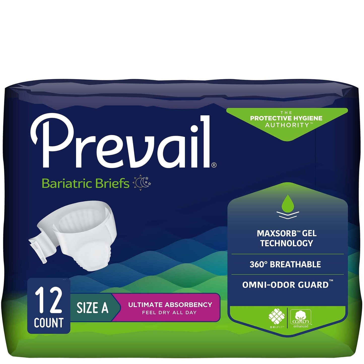 Prevail® Bariatric Ultimate Incontinence Brief, Size A, 12 ct