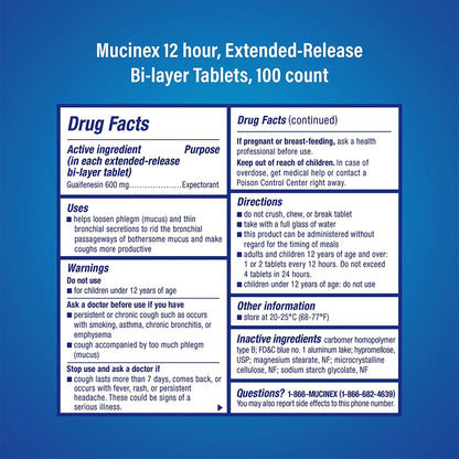 Mucinex 12-HR Chest Congestion Expectorant Extended Release Tablets