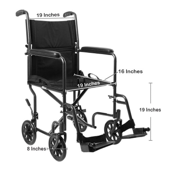 McKesson Lightweight Steel Transport Chair, Black