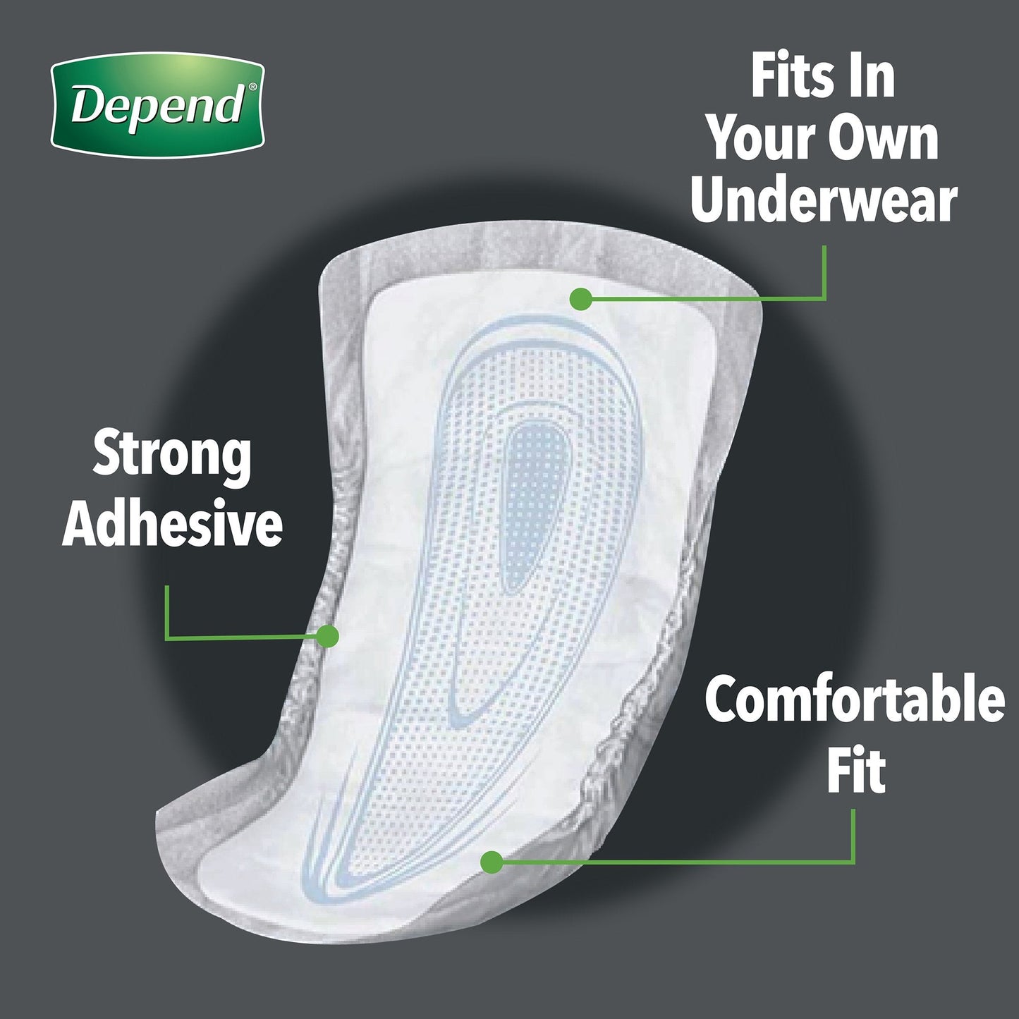 Depend Guards Incontinence Pads, Disposable, Maximum Absorbency, 12" Length, 104 ct