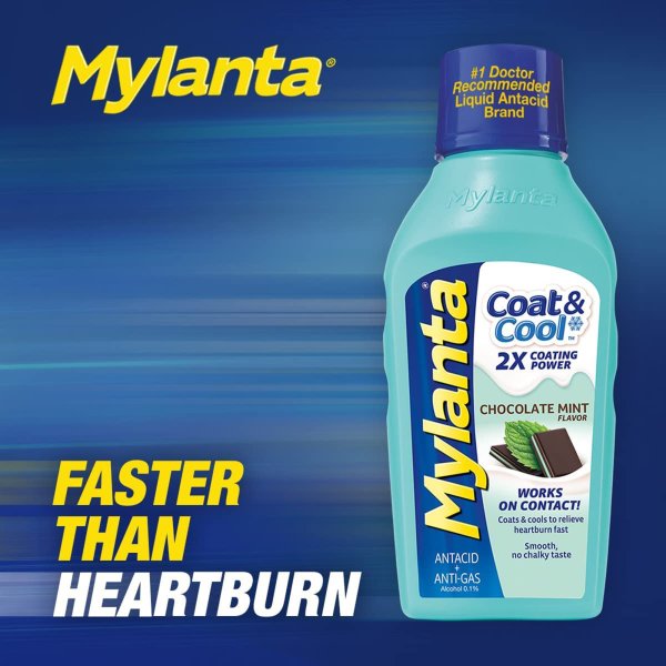 Mylanta Coat & Cool Antacid Relief, Chocolate Mint, 12 fl. oz.