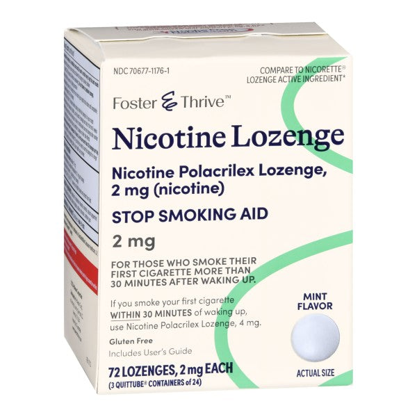 Foster & Thrive 2 mg Nicotine Lozenge, Mint, 72 ct.