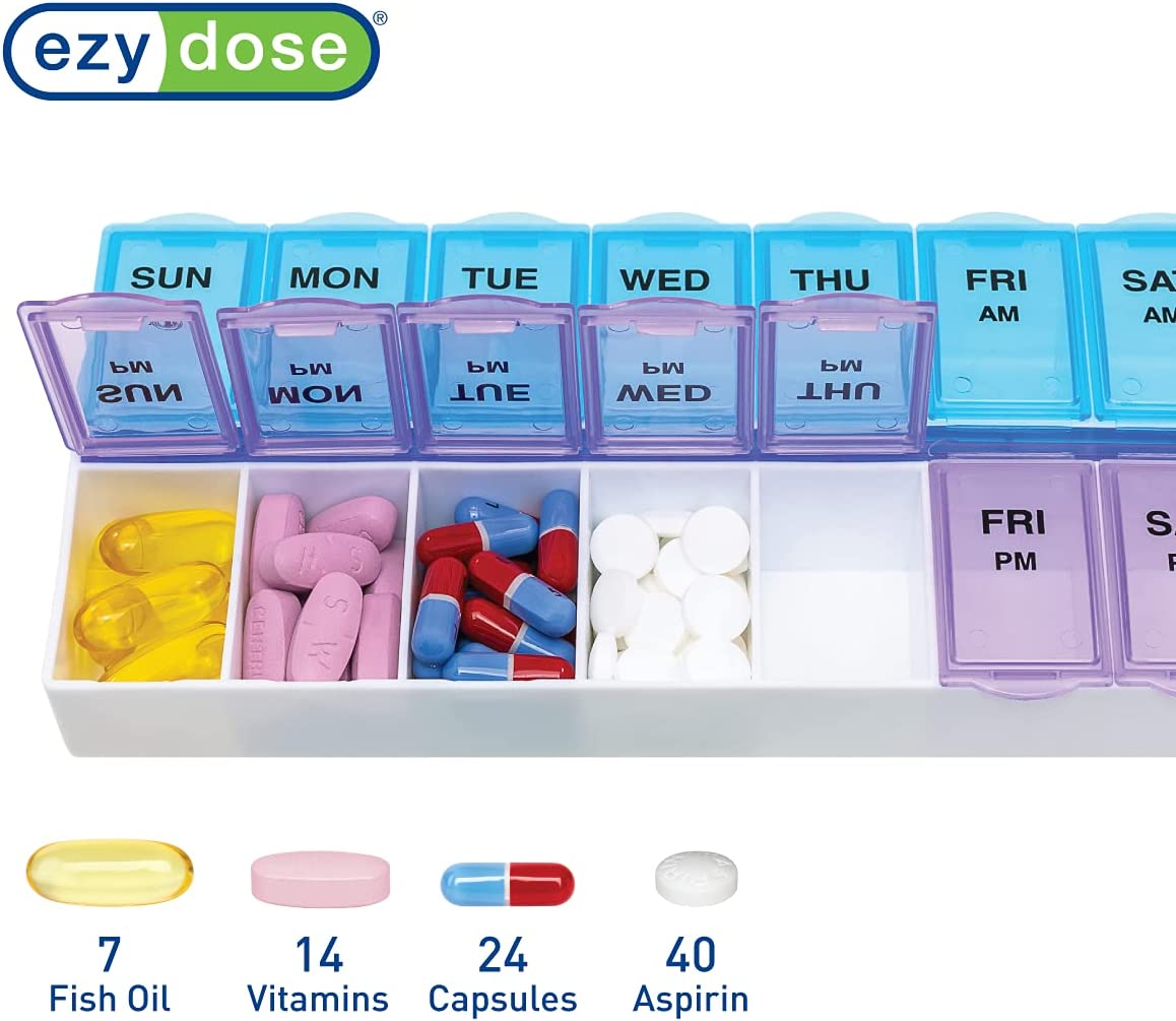 Ezy Dose® Pill Organizer, 5/8 x 1-1/4 x 7-1/4 Inch, 6 ct