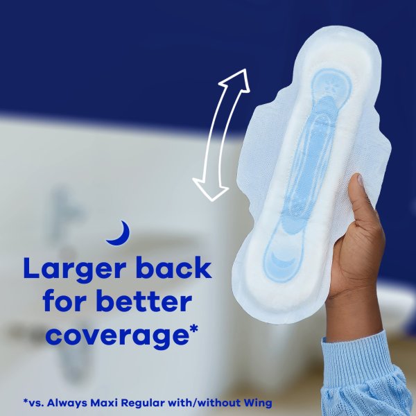 Always Maxi Pad w/ Wings Overnight Absorbency, Size 5, 20 ct.