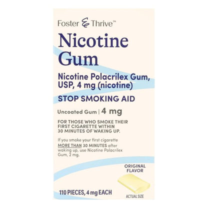 Foster & Thrive Nicotine Gum, Uncoated, Stop Smoking Aid