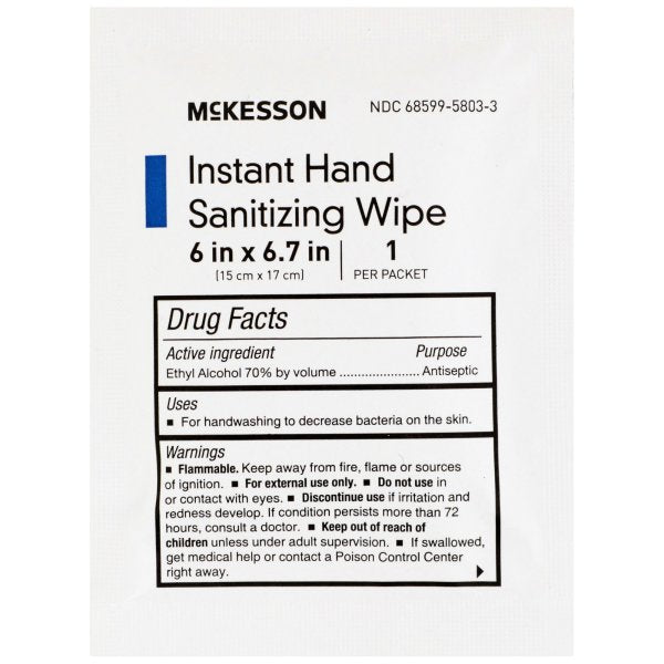 McKesson Hand Sanitizing 70% Alcohol Wipes, 100 ct.