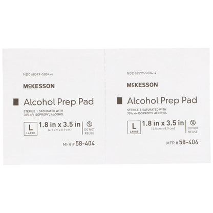 Alcohol Prep Pad McKesson 70% Strength Isopropyl Alcohol Individual Packet Large Sterile, 1000 ct