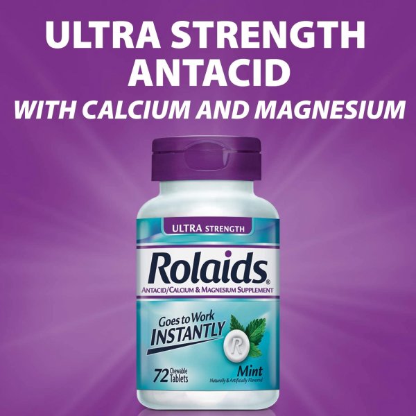 Rolaid's Ultra Strength Antacid Chewable Tablets, Mint, 72 ct.