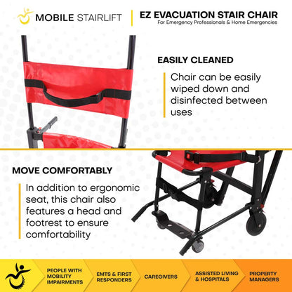 EZ EVAC Heavy-Duty Tracked Evacuation Chair – High-Capacity Stair Chair for Hospitals High-Rise & Emergency Response