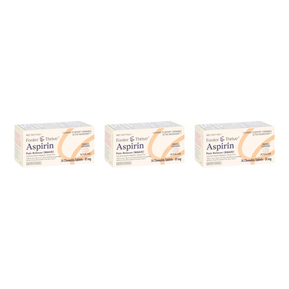 Foster & Thrive Low Dose Aspirin 81 mg Chewable Tablets, Orange, 36 ct., 3 Pack