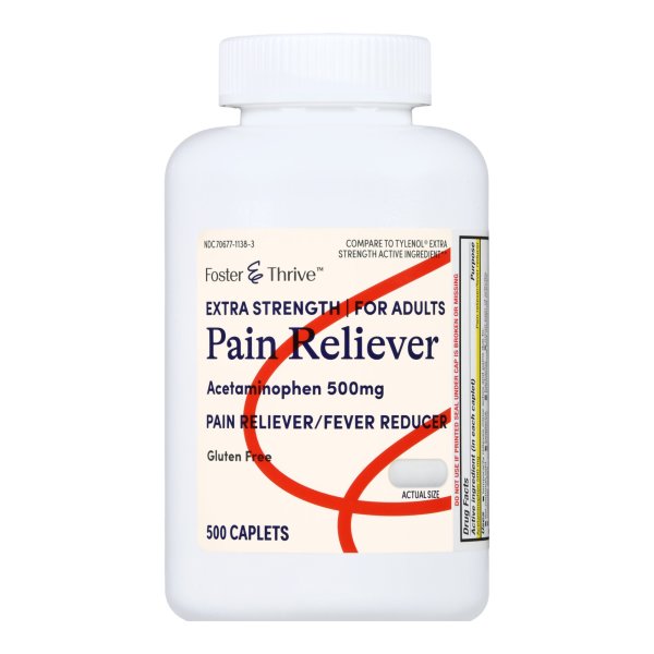 Foster & Thrive Extra Strength Pain Reliever Caplets, 500 mg.