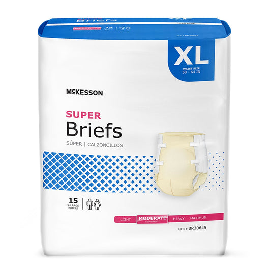 McKesson Super Moderate Absorbency Incontinence Brief, Extra Large, 15 ct