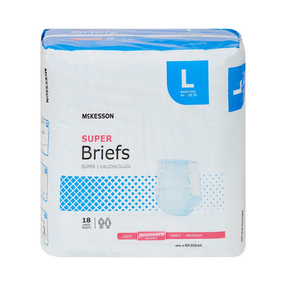 McKesson Super Moderate Absorbency Incontinence Brief, Large, 18 ct