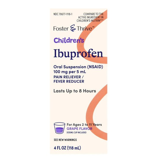 Foster & Thrive Ibuprofen Children's Pain Relief, Grape Flavor, 4 oz.