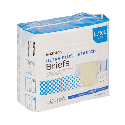 McKesson Ultra Plus Stretch Heavy Absorbency Incontinence Brief, Large / XL, 80 ct