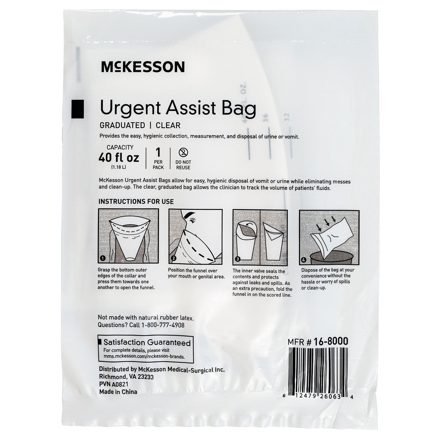 Bag, Vomit Graduated Markings Clr 40Oz (12Ea/Bg 20Bg/Cs), 12 ct