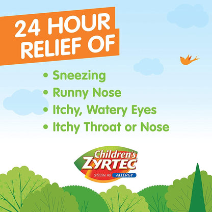 Children's Zyrtec Cetirizine Allergy Relief, Bubble Gum, 4 oz.