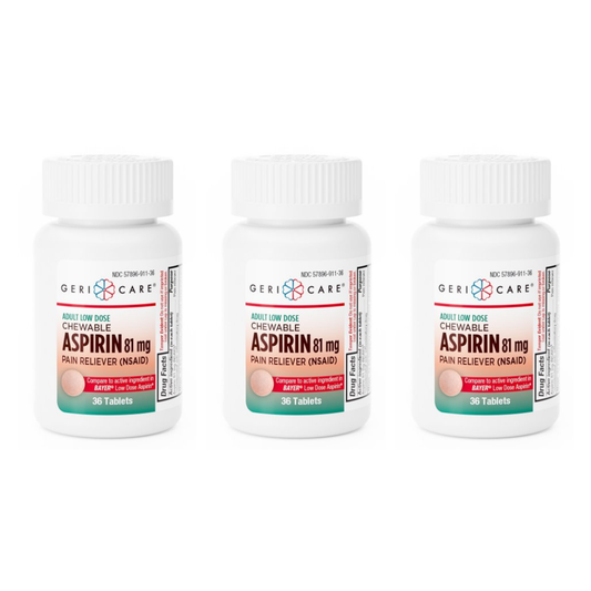 Geri-Care Low Strength Chewable Aspirin Pain Reliever 36 ct., 3 pack