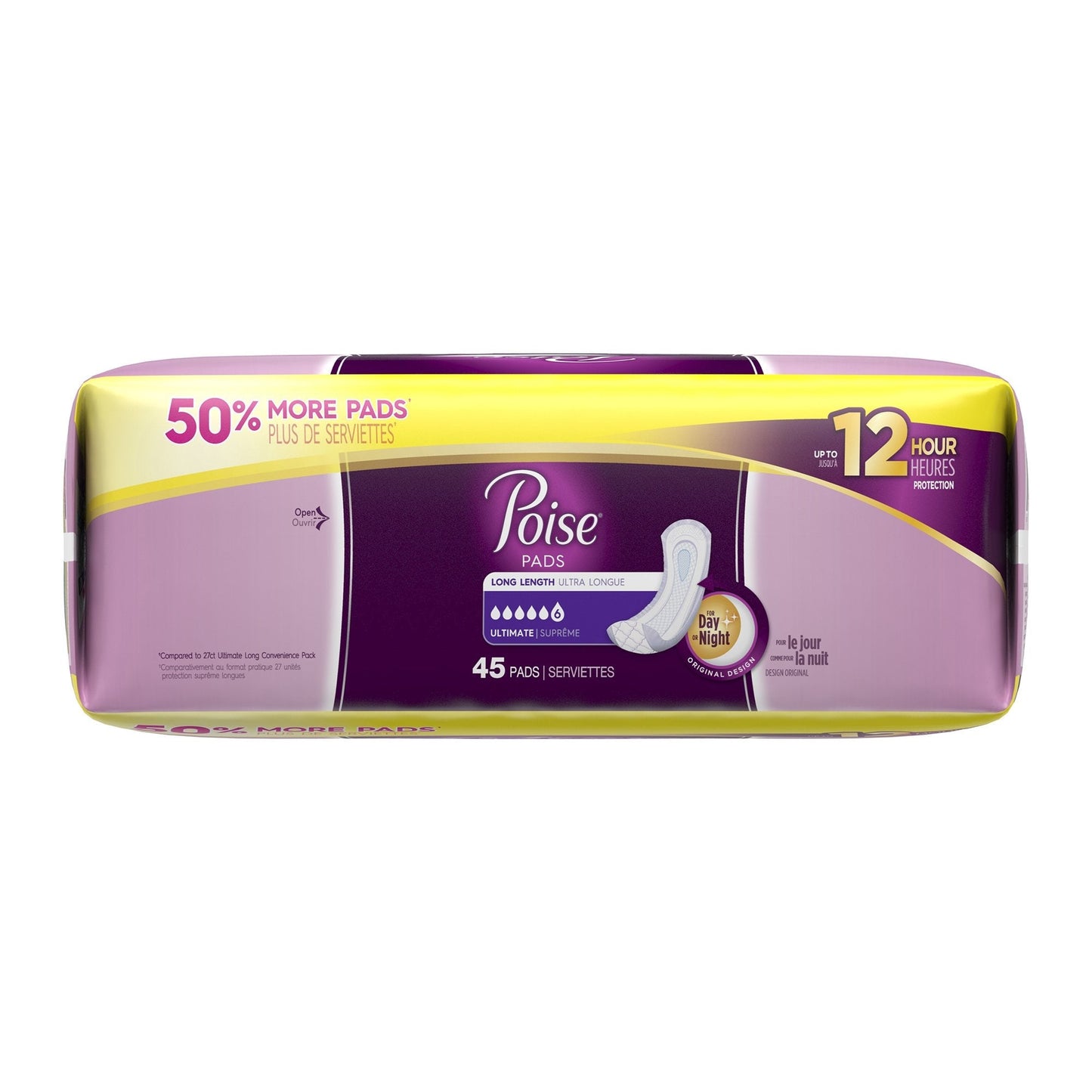 Poise Bladder Control Female Disposable Pads, Heavy Absorbency, Absorb-Loc Core, One Size Fits, 15.9 ", 45 ct