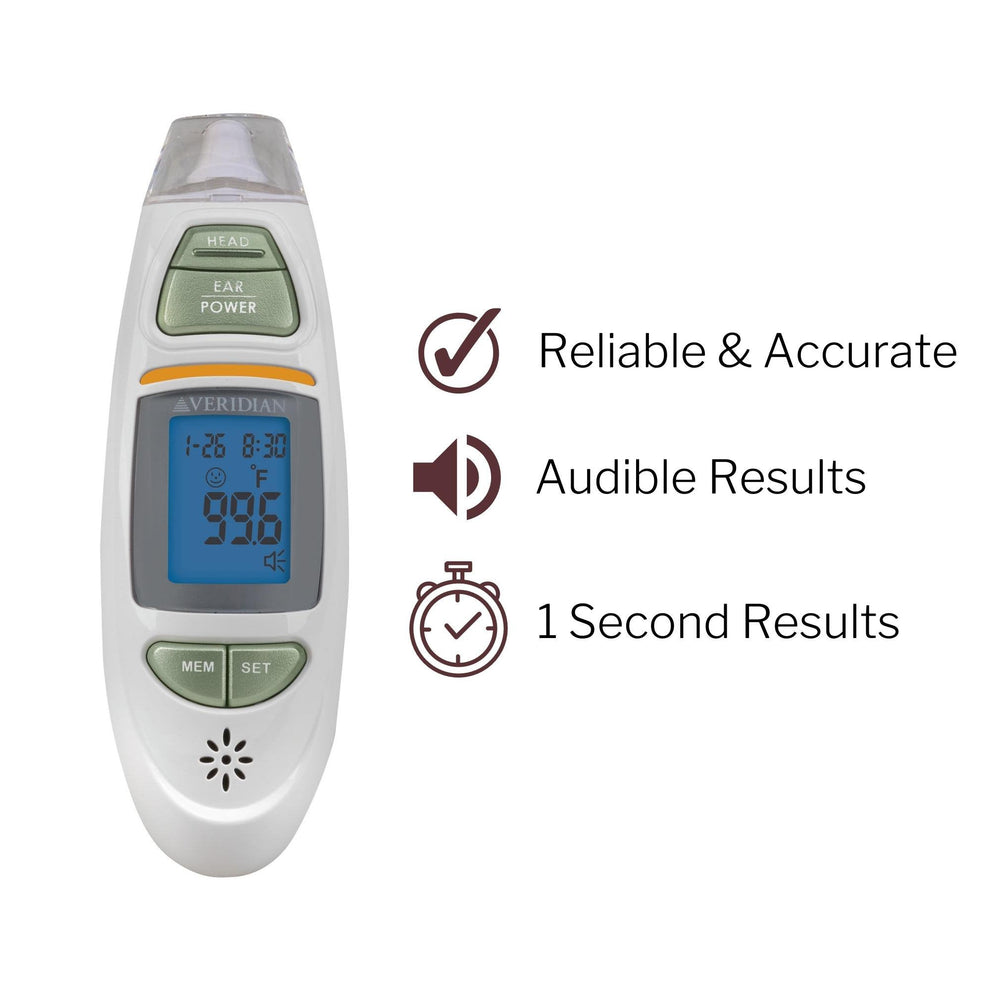 FSA-Approved Veridian Infrared Thermometer, Tympanic Ear Digital ...
