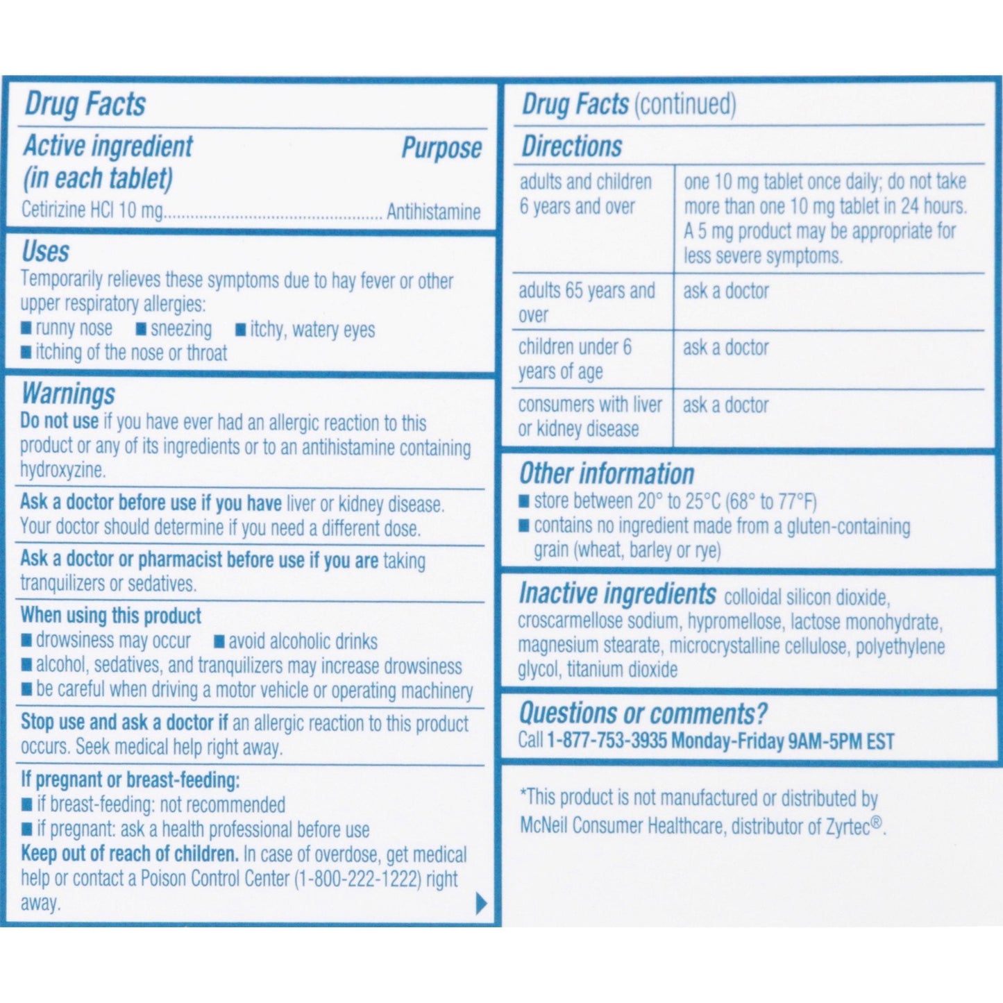 Sunmark® Cetirizine HCl Allergy Relief, 14 ct