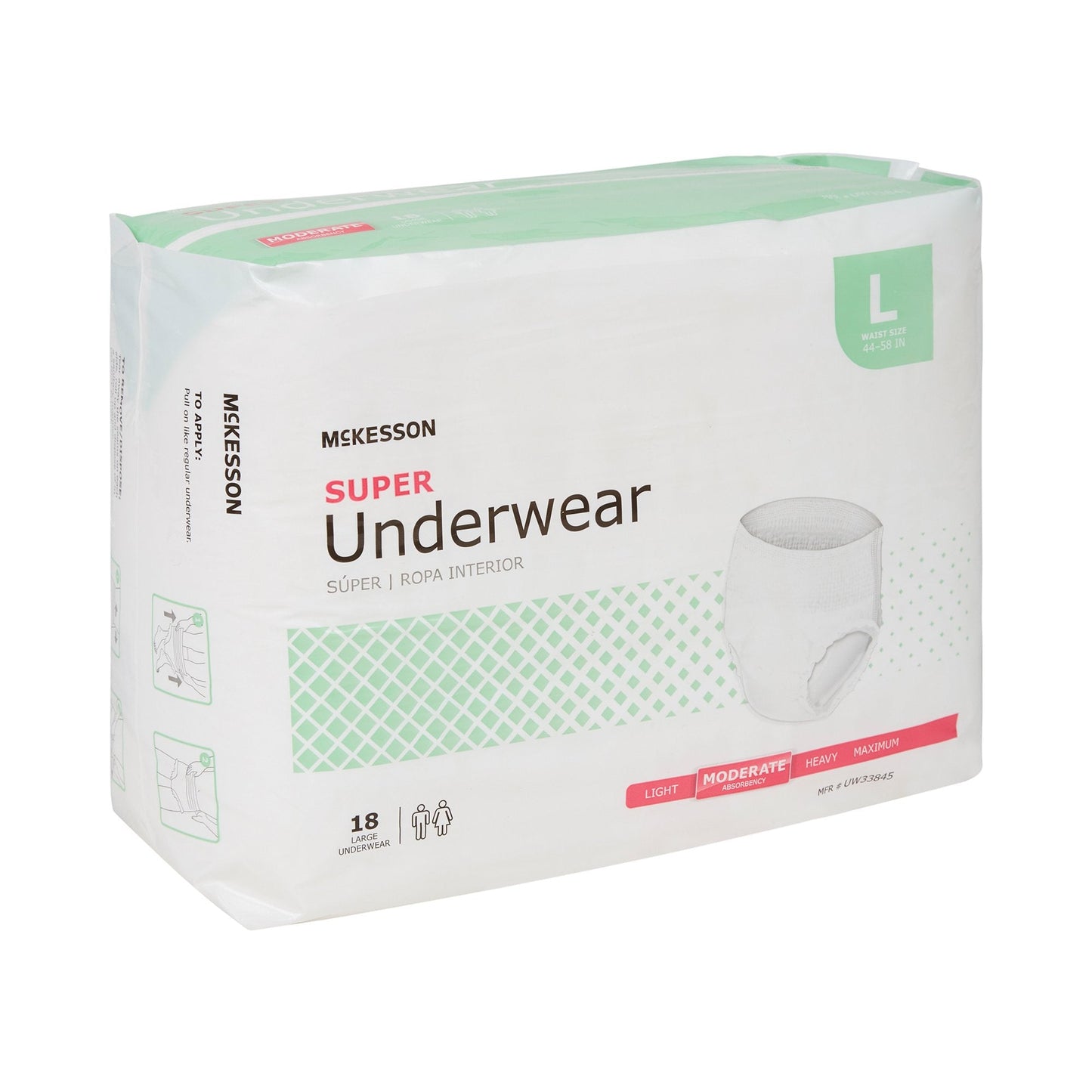 McKesson Super Moderate Absorbent Underwear, Large, 18 ct