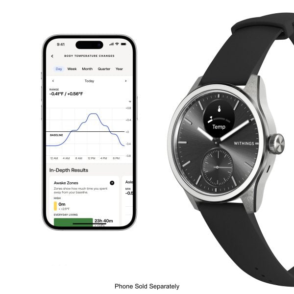 Withings ScanWatch 2 Heart Health Hybrid Smart Watch with Thermometer