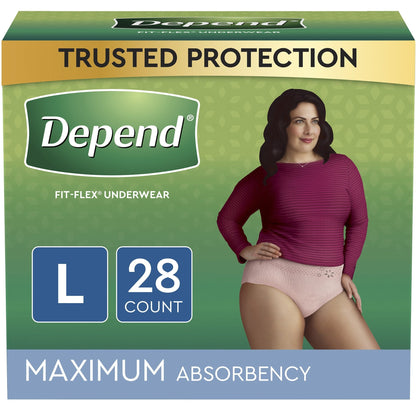 Depend® FIT-FLEX® Womens Absorbent Underwear, Large, Blush, 28 ct