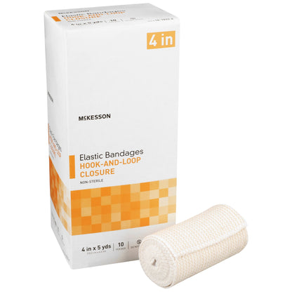 McKesson Hook and Loop Closure Elastic Bandage, 4 Inch x 5 Yard, 50 ct