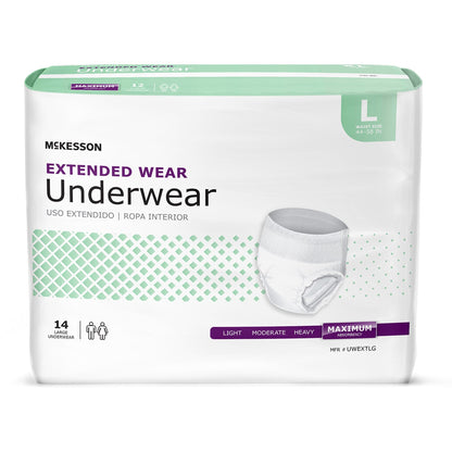 McKesson Extended Wear Maximum Absorbent Underwear, Large, 56 ct