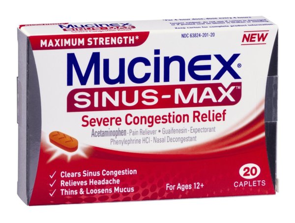 Mucinex Sinus-Max Severe Congestion & Pain Caplets, 20 ct.