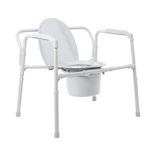 McKesson Fixed Arm Steel Folding Commode Chair, 15.5 – 22 Inch