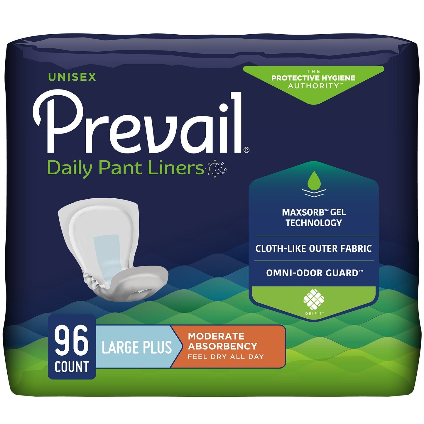 Prevail® Daily Pant Liners Moderate Absorbency Bladder Control Pad, 28" Length, 16 ct