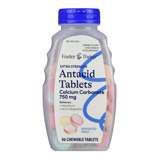 Foster & Thrive Antacid Chewables, Assorted Fruit, 96 ct.