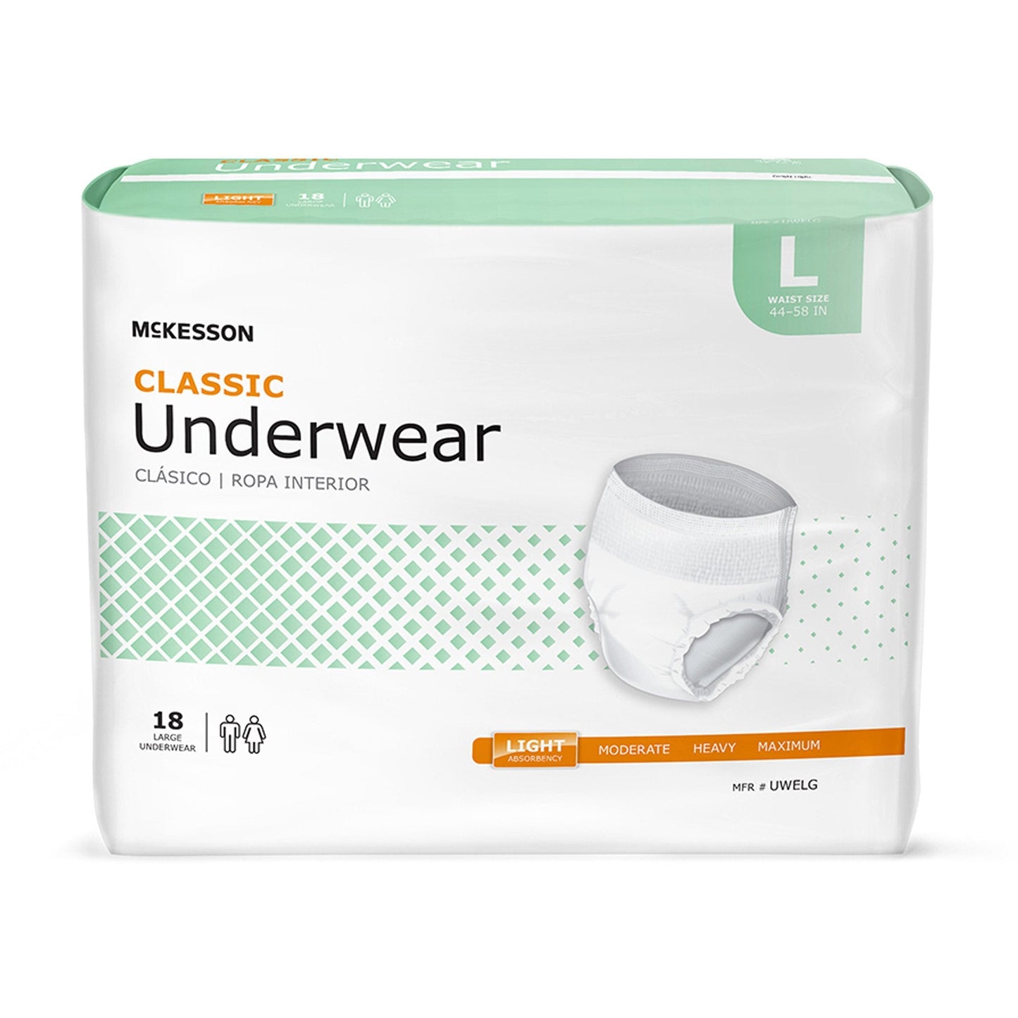 McKesson Classic Light Absorbent Underwear, Large, 72 ct