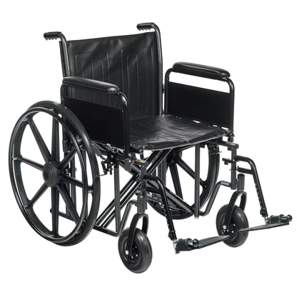 The McKesson Bariatric Wheelchair is designed to provide comfort, stability, and support for individuals requiring a heavy-duty mobility solution. With a generous 22-inch seat width and a robust weight capacity of 450 lbs, this wheelchair ensures that users can navigate their environment safely and comfortably.