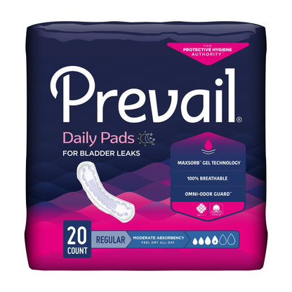 Prevail® Daily Pads Moderate Bladder Control Pad, 9.25-Inch Length, 20 ct