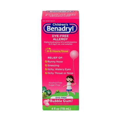 Children's Benadryl Bubble Gum Flavor Children's Allergy Relief, 4 oz.