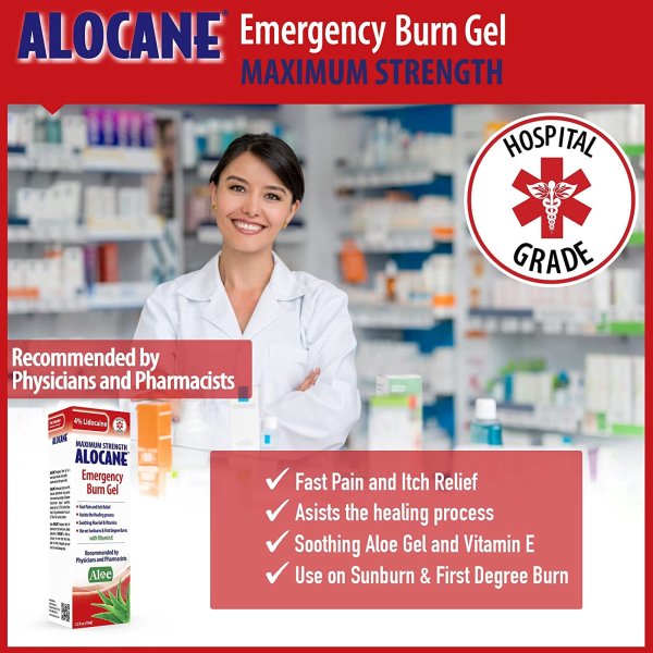 Alocane Emergency Burn Gel, Maximum Strength, 2.5 oz.