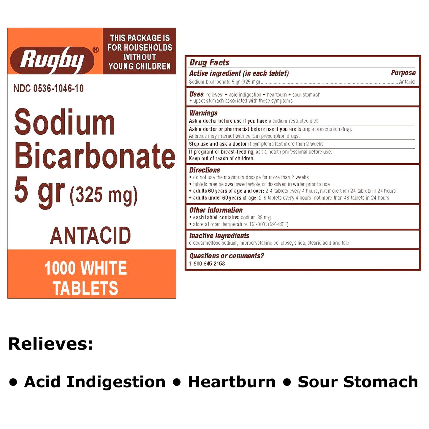 Major® 325 mg Sodium Bicarbonate Antacid, 1000 ct.