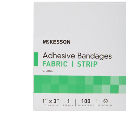 Adhesive Strip McKesson 1 X 3 Inch Fabric Rectangle Tan Sterile