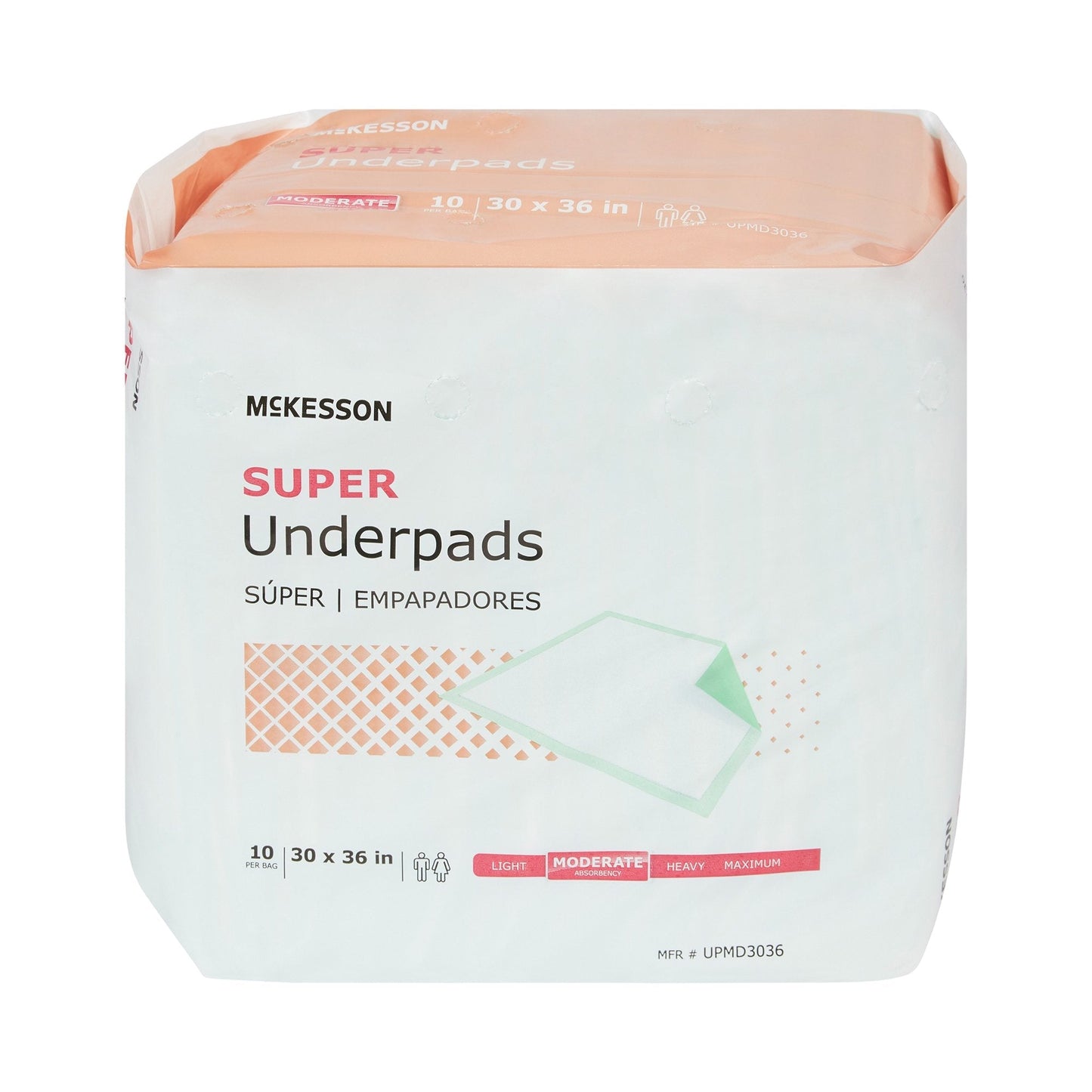 McKesson Super Moderate Absorbency Underpad, 30 x 36 Inch, 10 ct