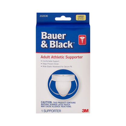 Bauer & Black Adult Athletic Supporter, Cotton, White, Reusable, Large