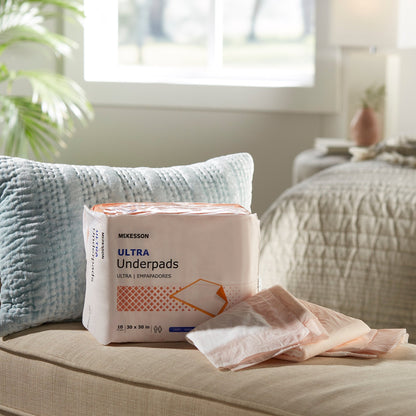 McKesson Ultra Heavy Absorbency Underpad, 30 x 30 Inch, 10 ct