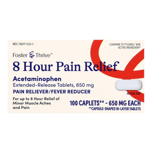 Foster & Thrive 8HR Pain Relief Caplets, 650 mg, 100 ct.