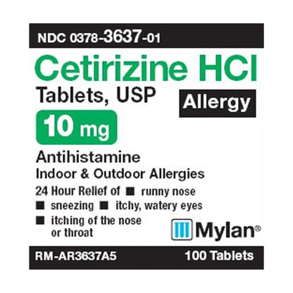 Mylan Allergy Relief 10 mg Cetirizine HCl Tablets, 100 ct.