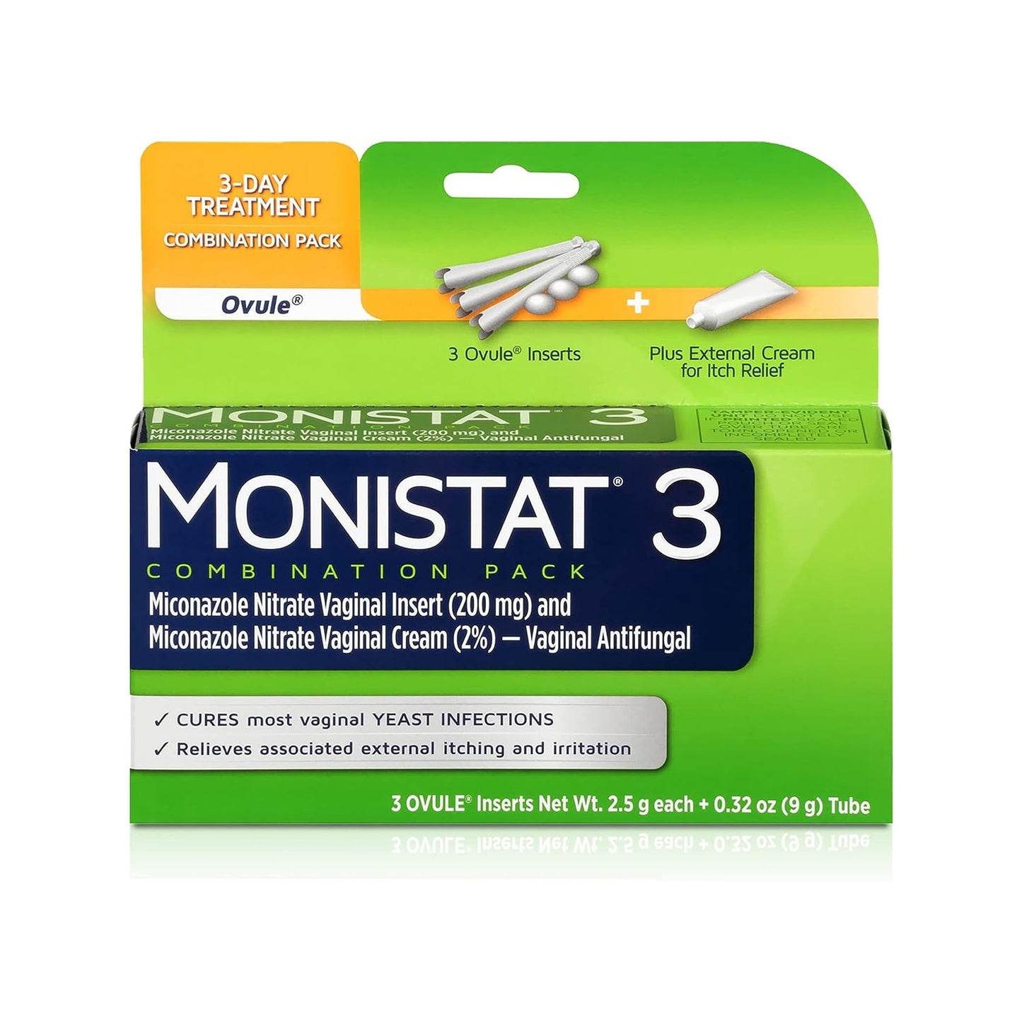 Monistat 3-Dose Yeast Infection Treatment & External Itch Cream, 3 Ovule Inserts