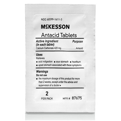 McKesson Calcium Carbonate Antacid 250 Packets, 2 Tablets per Packet