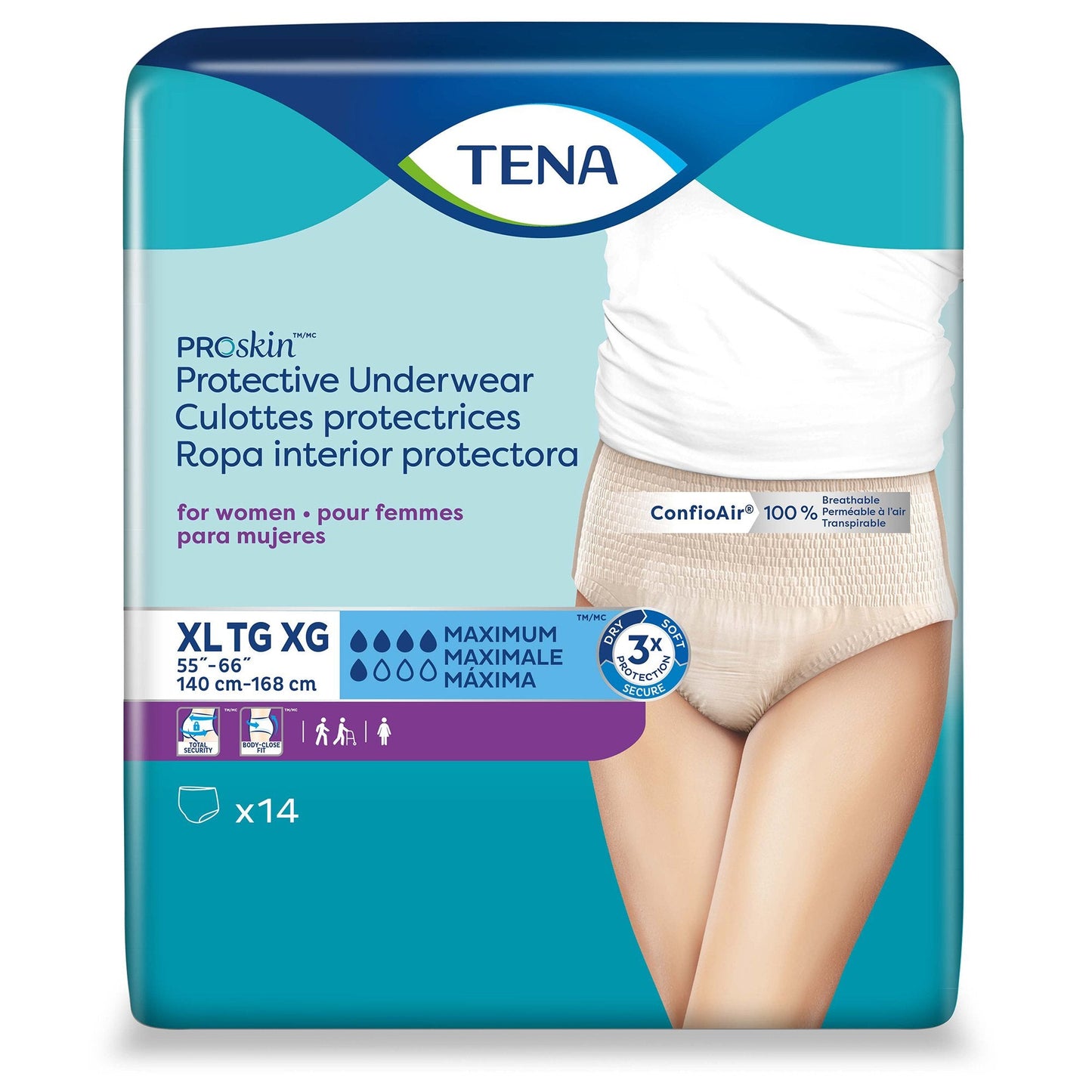 Female Adult Absorbent Underwear TENA® ProSkin™ Protective Pull On with Tear Away Seams X-Large Disposable Moderate Absorbency