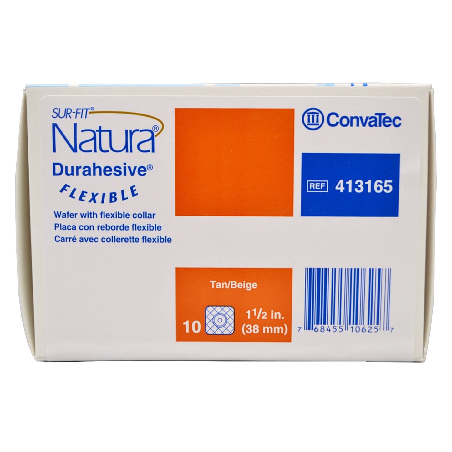 Ostomy Barrier Sur-Fit Natura® Durahesive® Trim to Fit, Extended Wear Adhesive Tape Borders 38 mm Flange Sur-Fit® Natura® System 4 X 4 Inch